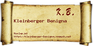 Kleinberger Benigna névjegykártya